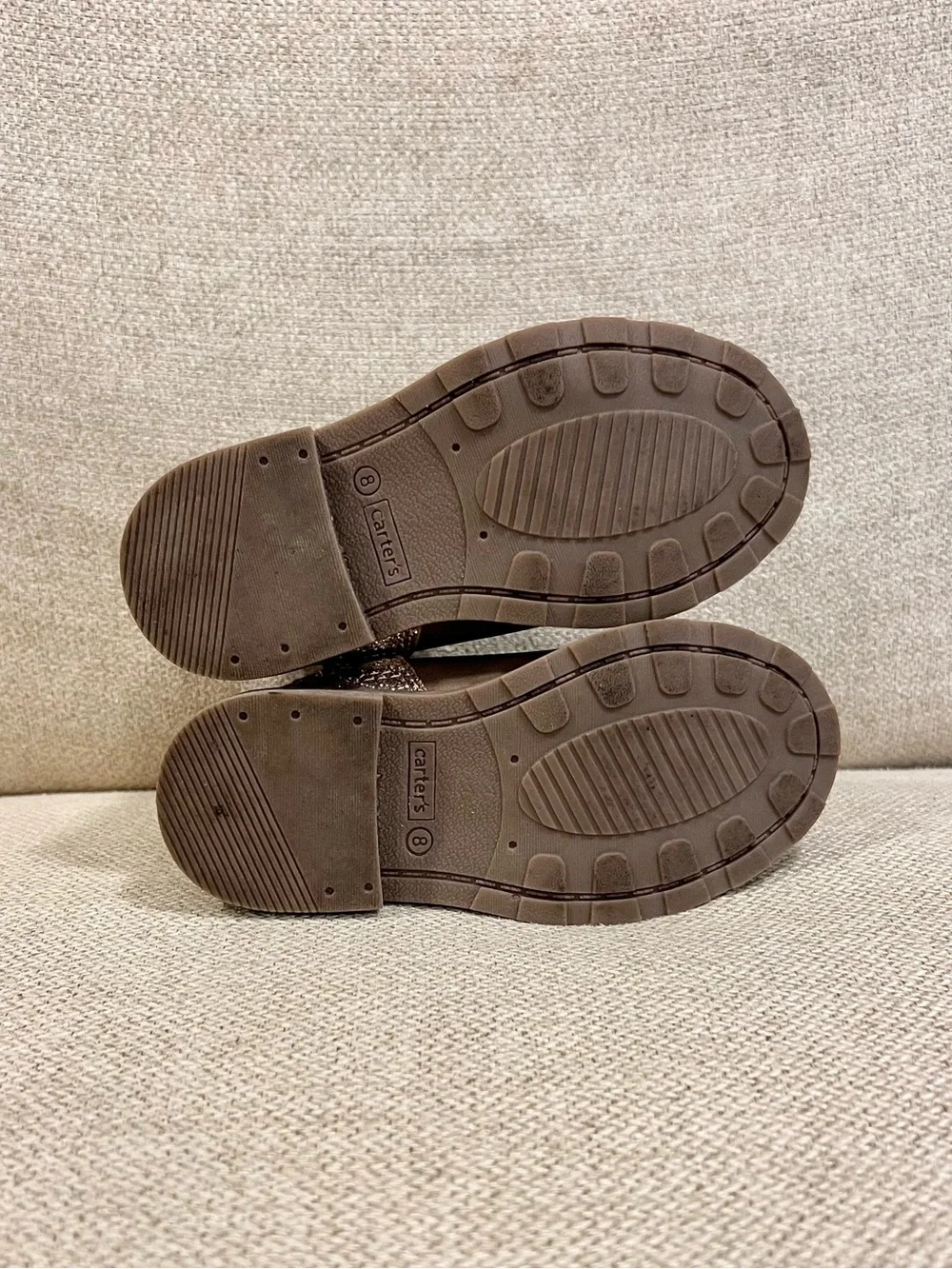 Carter’s LETTY Size 8 Toddler Girls Brown Glitter Back Zip Ankle Boots